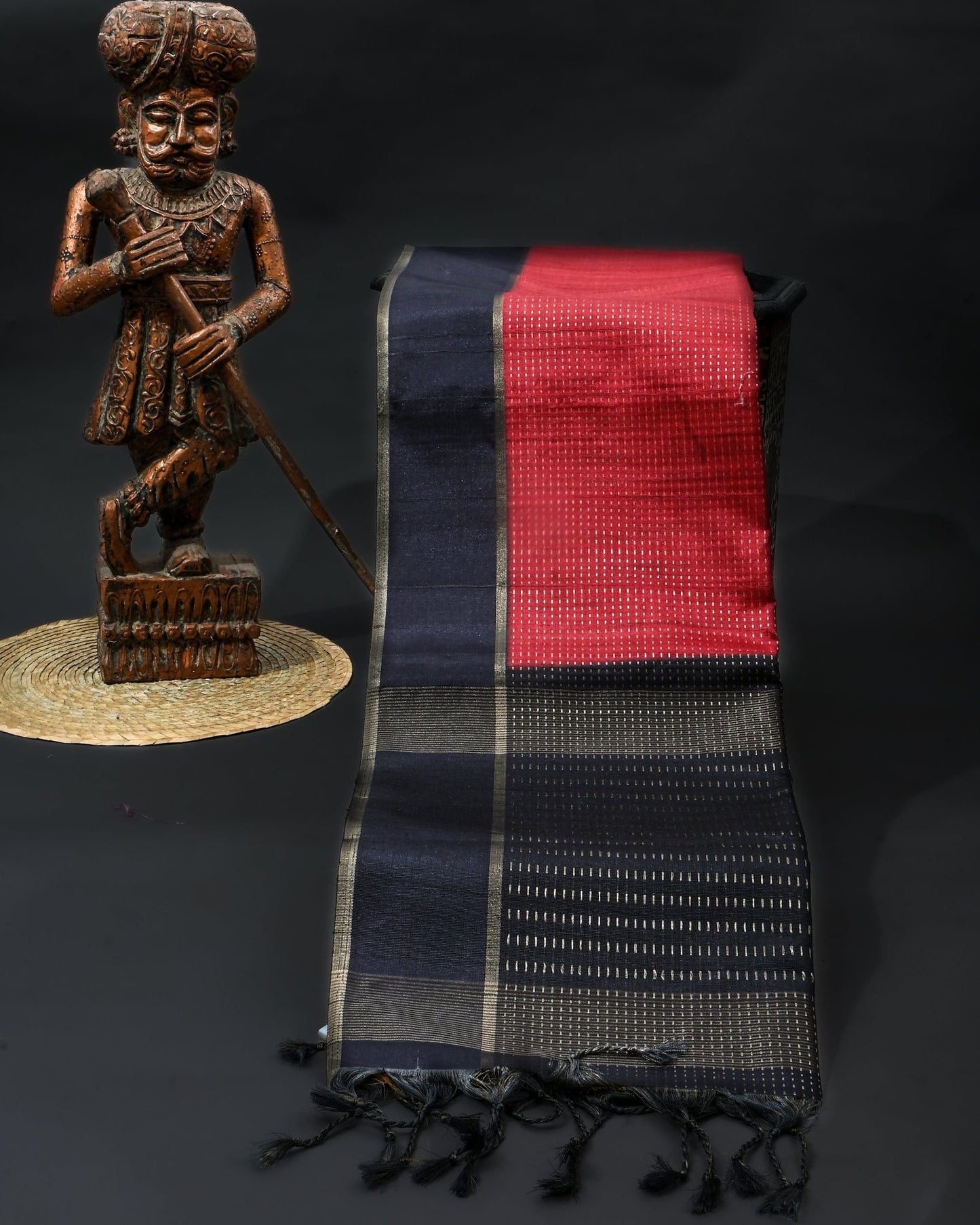 Maroon Tusser Banarsi Saree - Shop Vastram