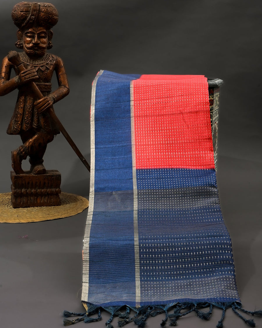 Maroon Tusser Banarsi Saree - Shop Vastram