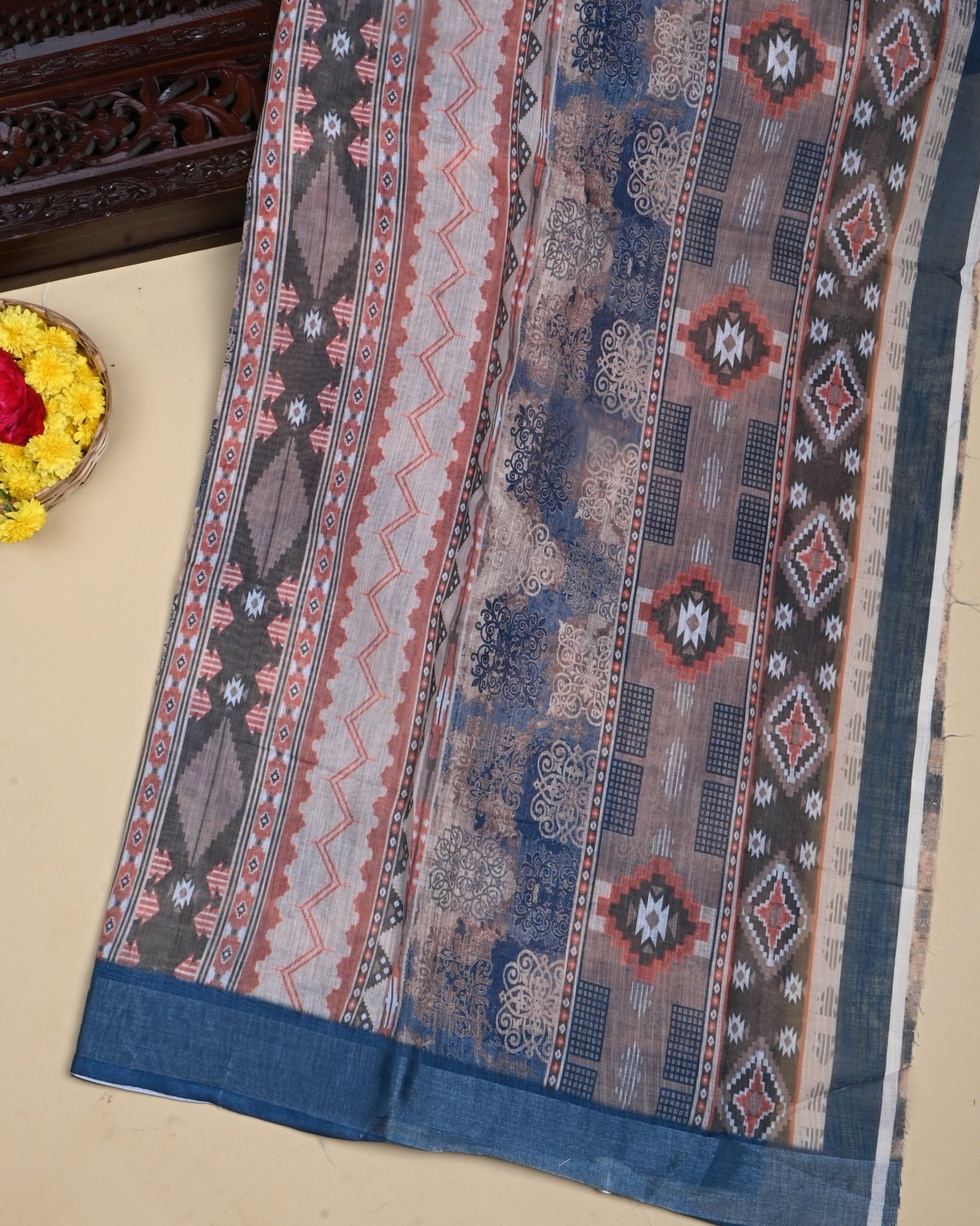 Multi Colour Color Lenin Saree - Shop Vastram