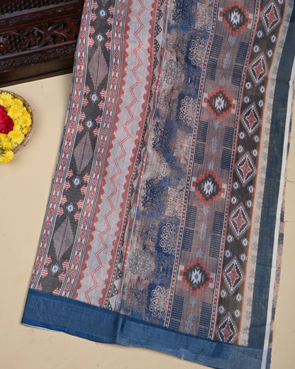 Multi Colour Color Lenin Saree - Shop Vastram