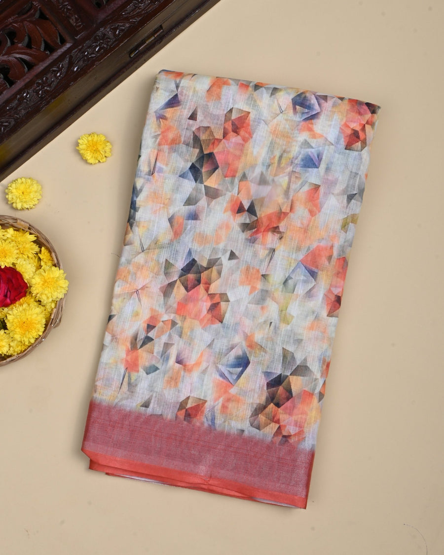 Multi Colour Color Lenin Saree - Shop Vastram