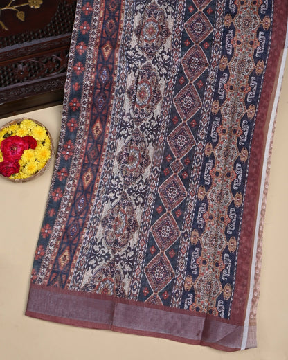 Multi Colour Color Lenin Saree - Shop Vastram