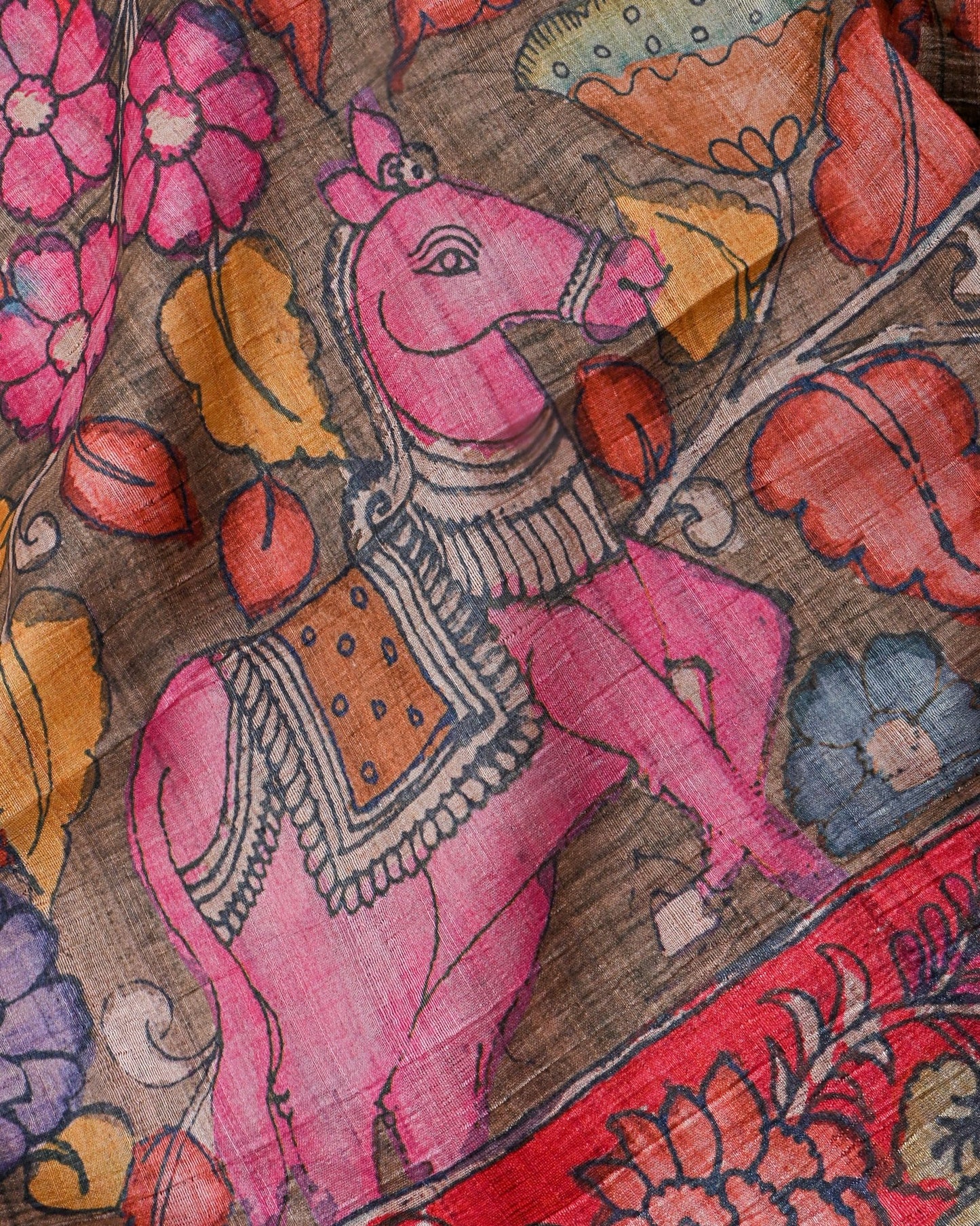Multi Colour Dupion Printed Saree - Shop Vastram