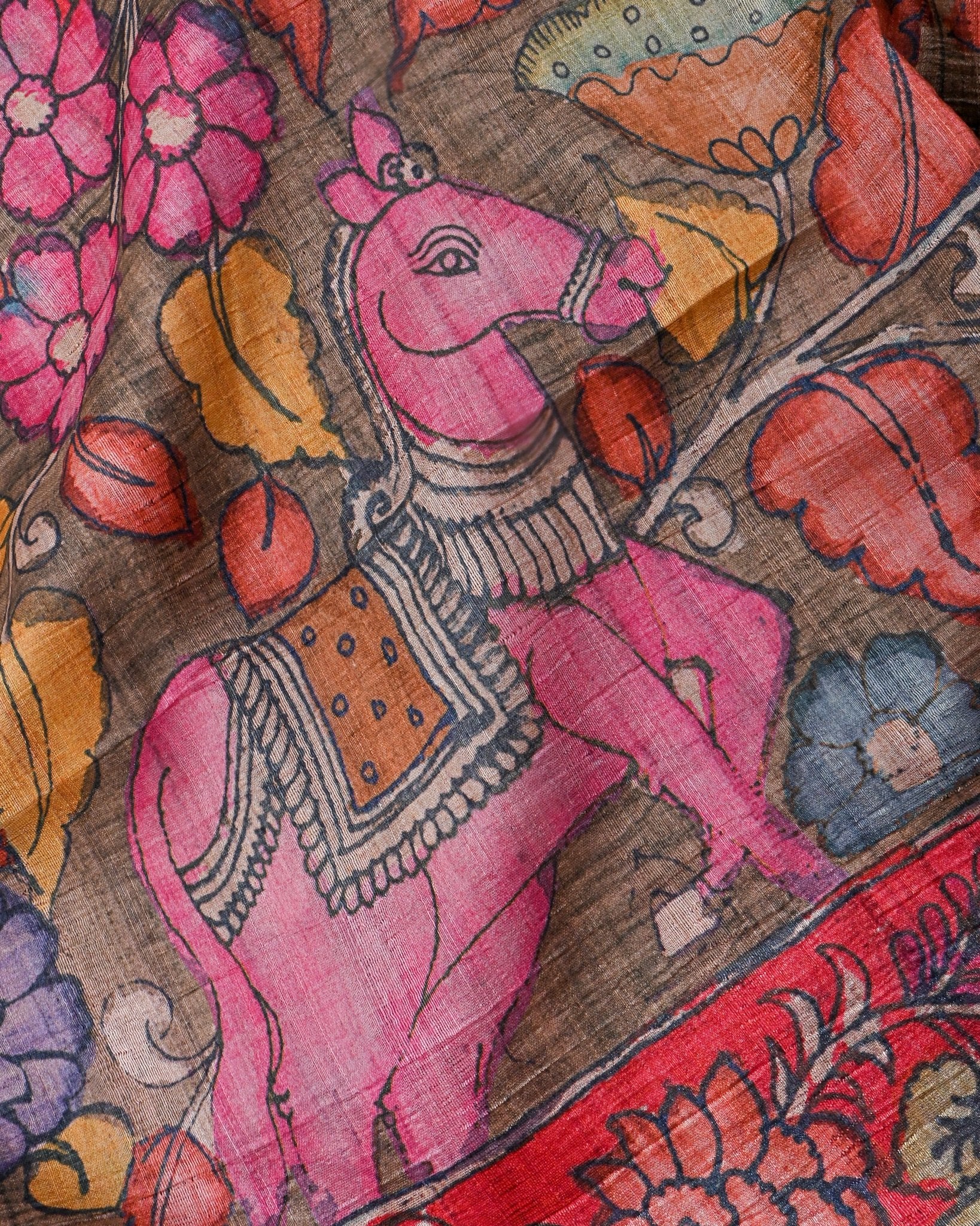 Multi Colour Dupion Printed Saree - Shop Vastram