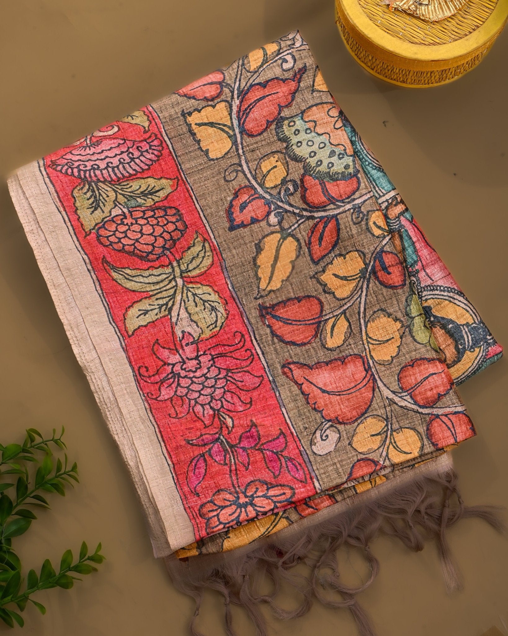 Multi Colour Dupion Printed Saree - Shop Vastram