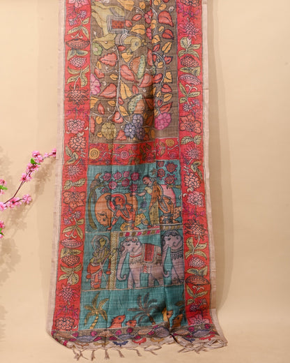 Multi Colour Dupion Printed Saree - Shop Vastram
