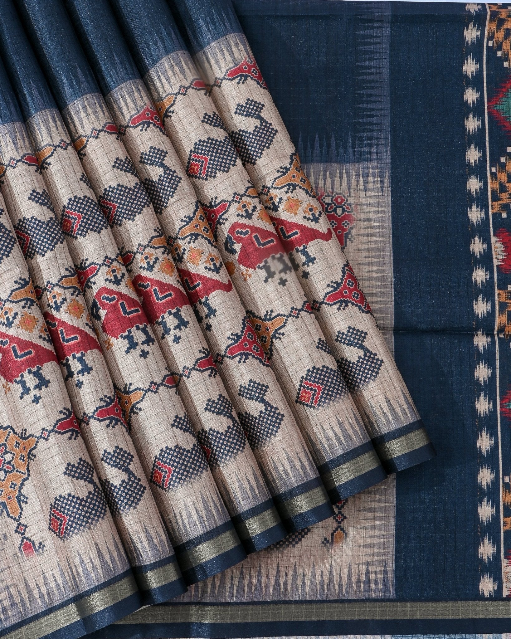 Multi Colour Silk Printed Saree - Shop Vastram