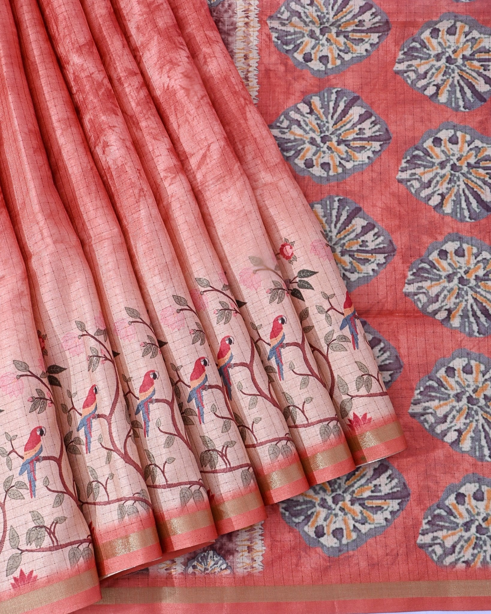 Multi Colour Silk Printed Saree - Shop Vastram