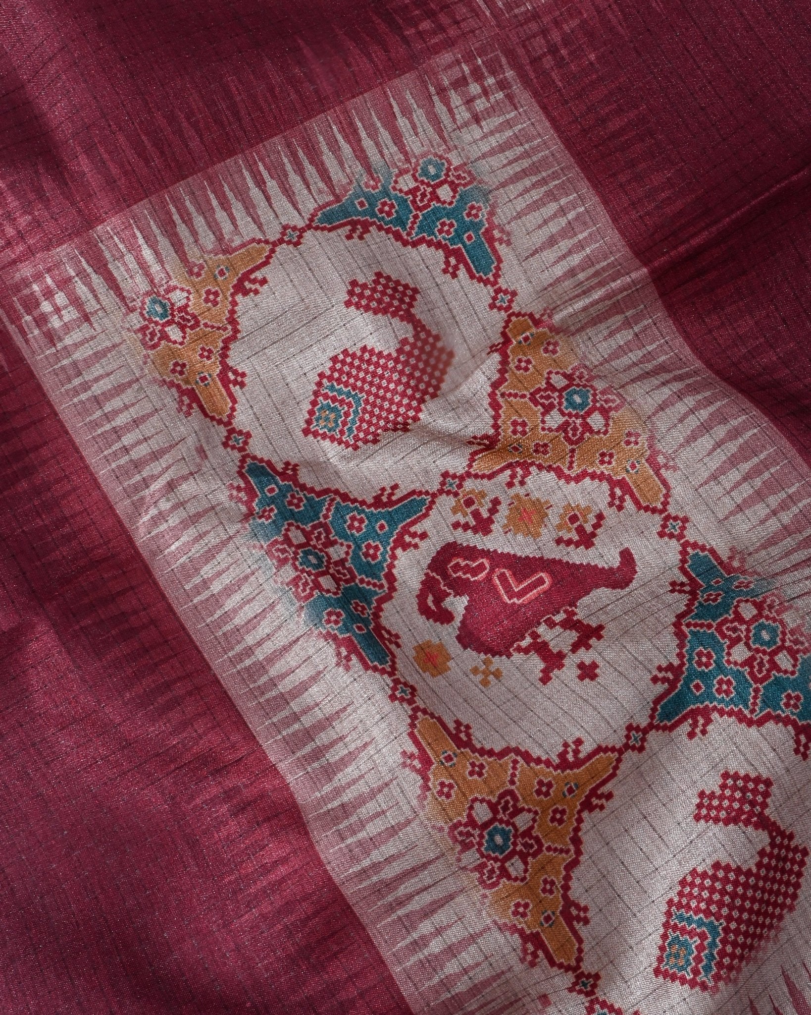 Multi Colour Silk Printed Saree - Shop Vastram