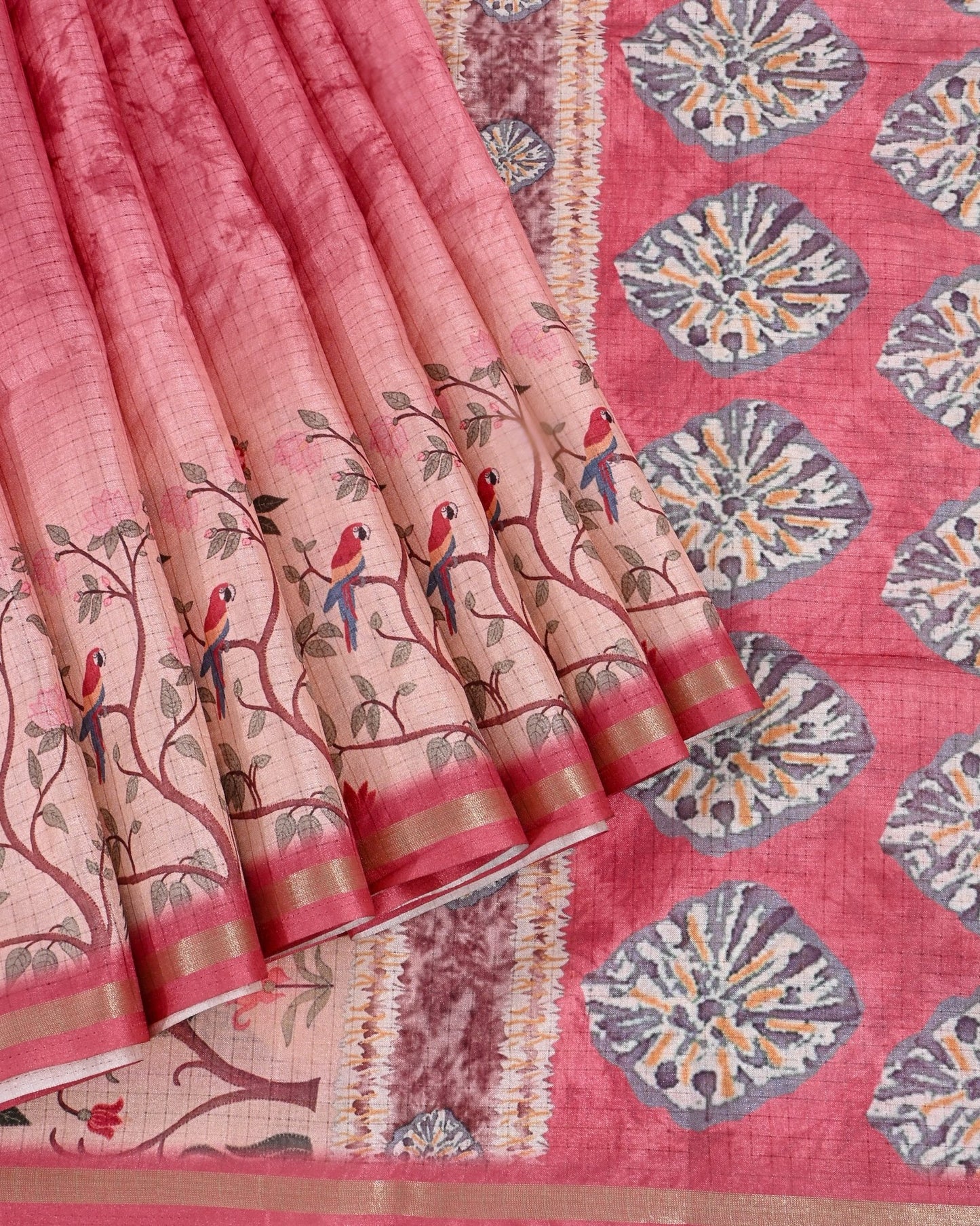 Multi Colour Silk Printed Saree - Shop Vastram