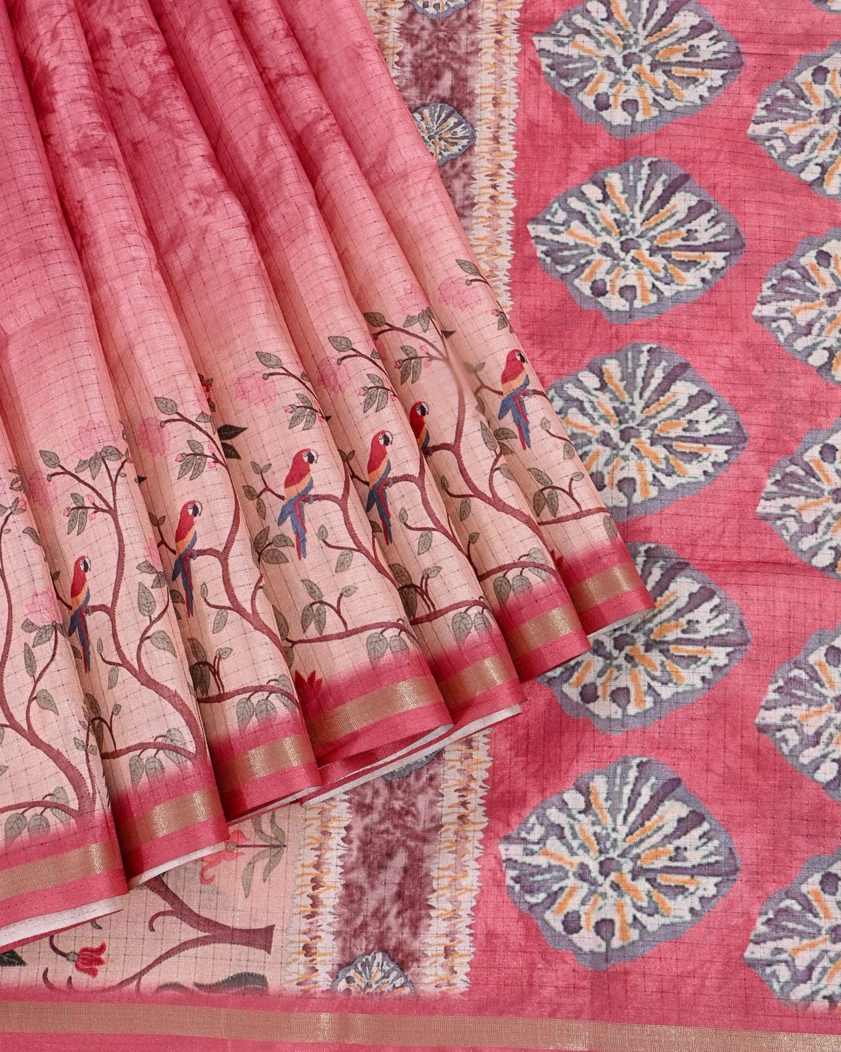 Multi Colour Silk Printed Saree - Shop Vastram