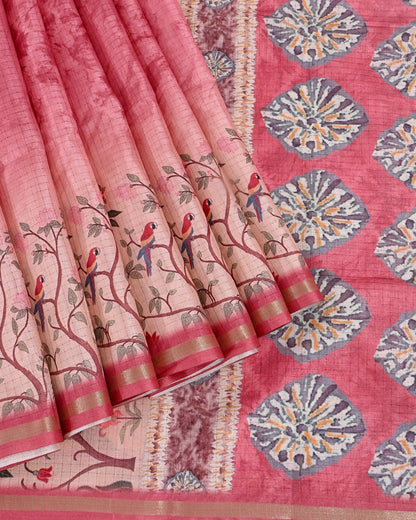 Multi Colour Silk Printed Saree - Shop Vastram