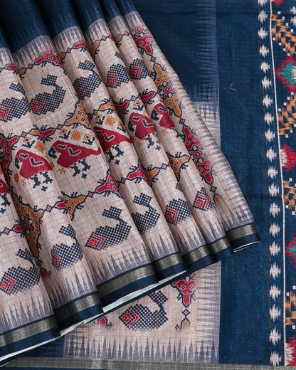 Multi Colour Silk Printed Saree - Shop Vastram