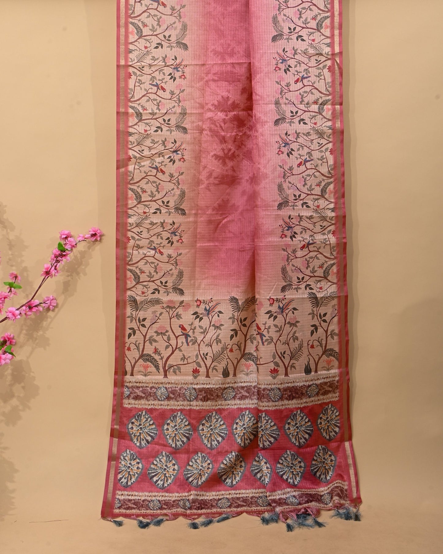 Multi Colour Silk Printed Saree - Shop Vastram