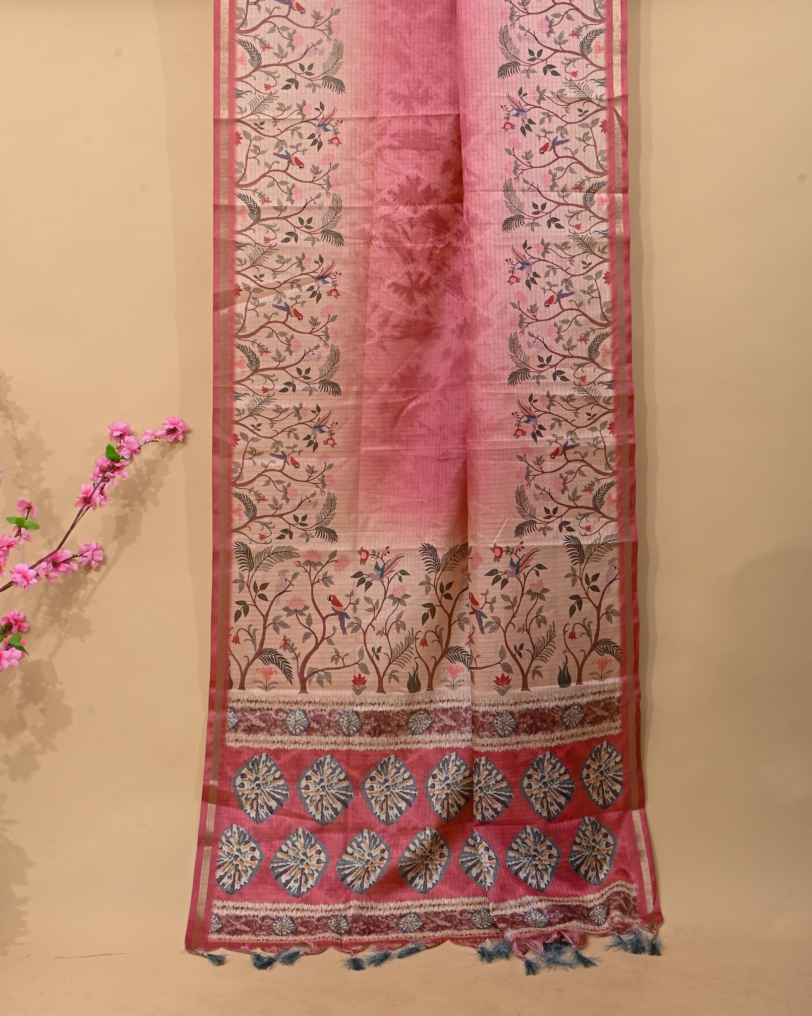 Multi Colour Silk Printed Saree - Shop Vastram