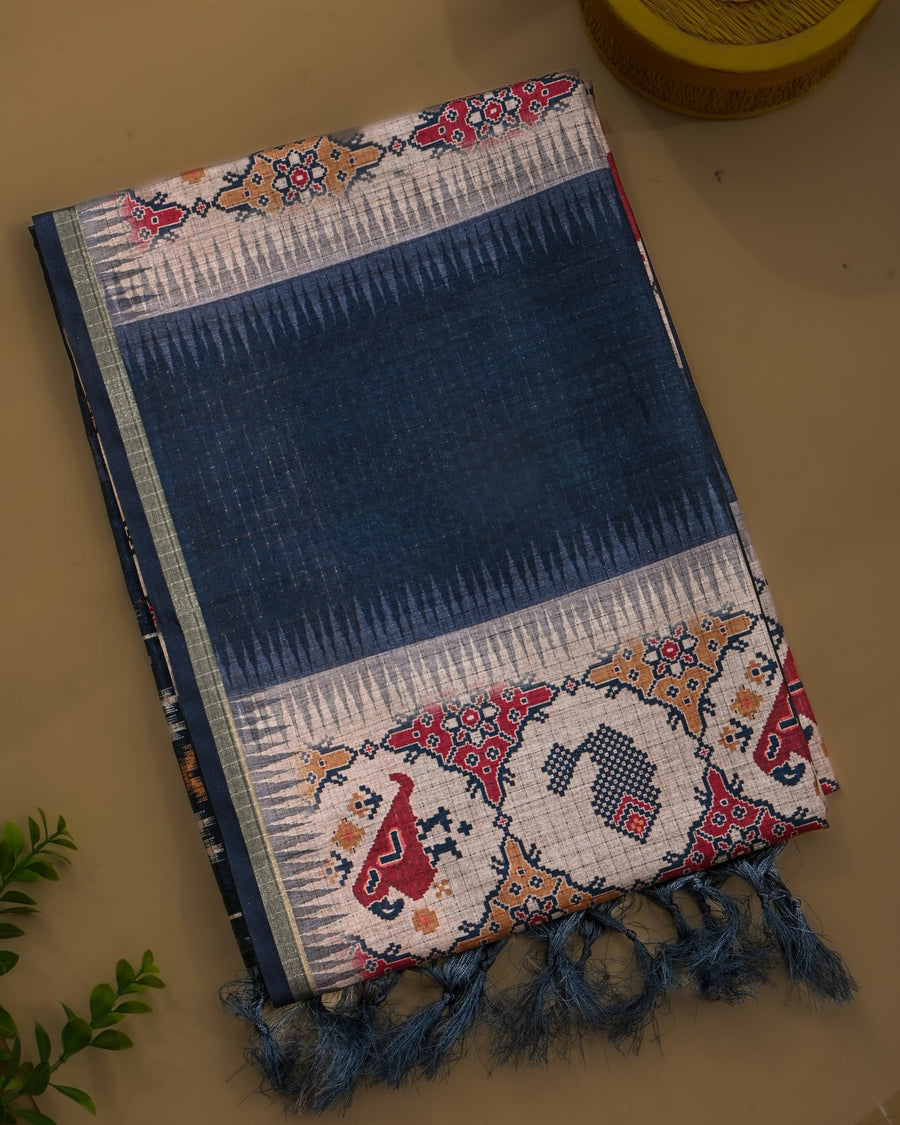 Multi Colour Silk Printed Saree - Shop Vastram