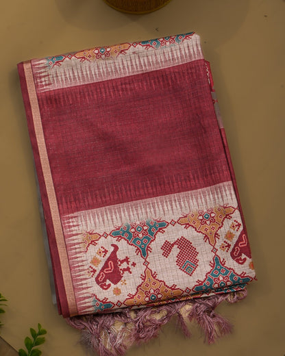 Multi Colour Silk Printed Saree - Shop Vastram