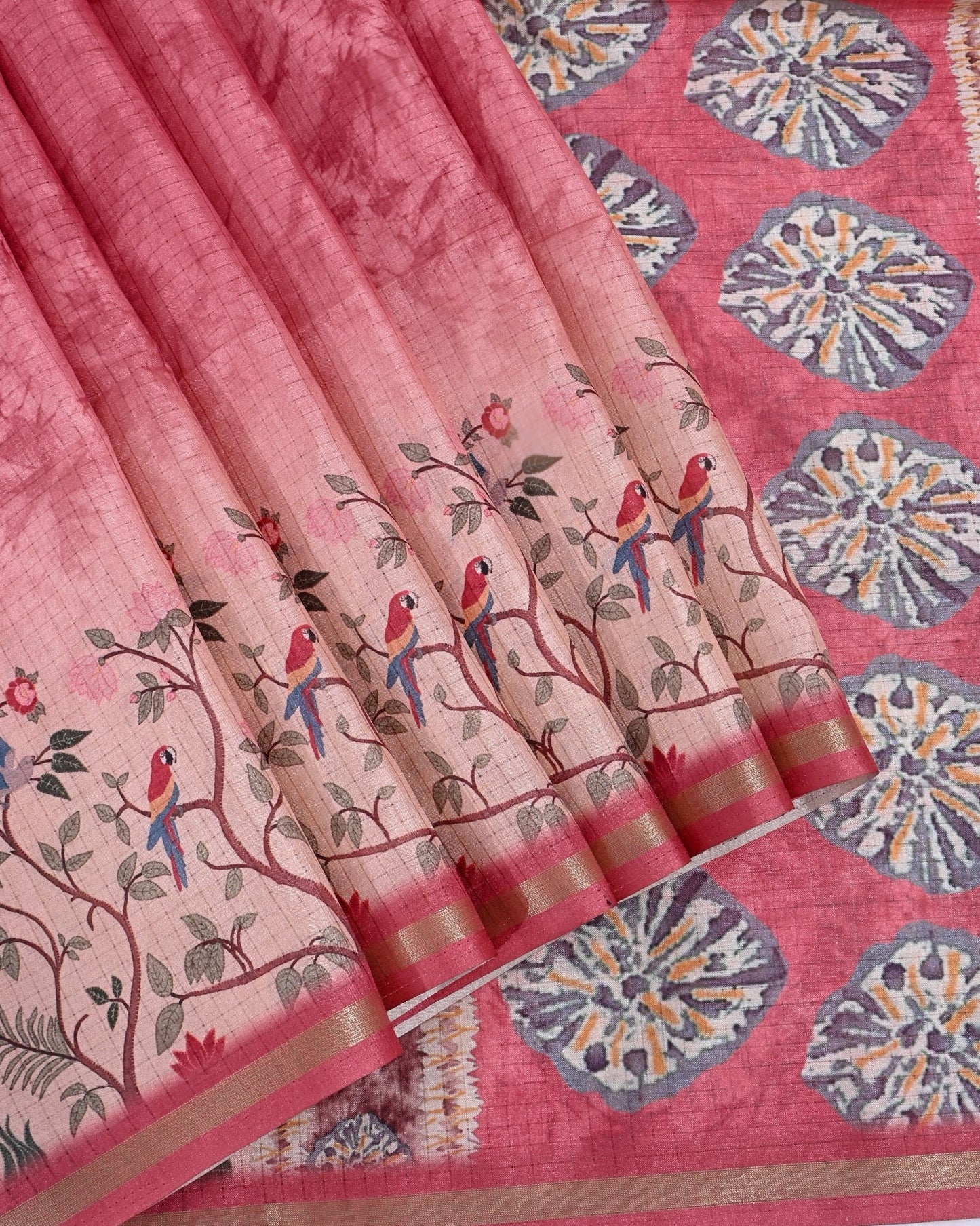 Multi Colour Silk Printed Saree - Shop Vastram