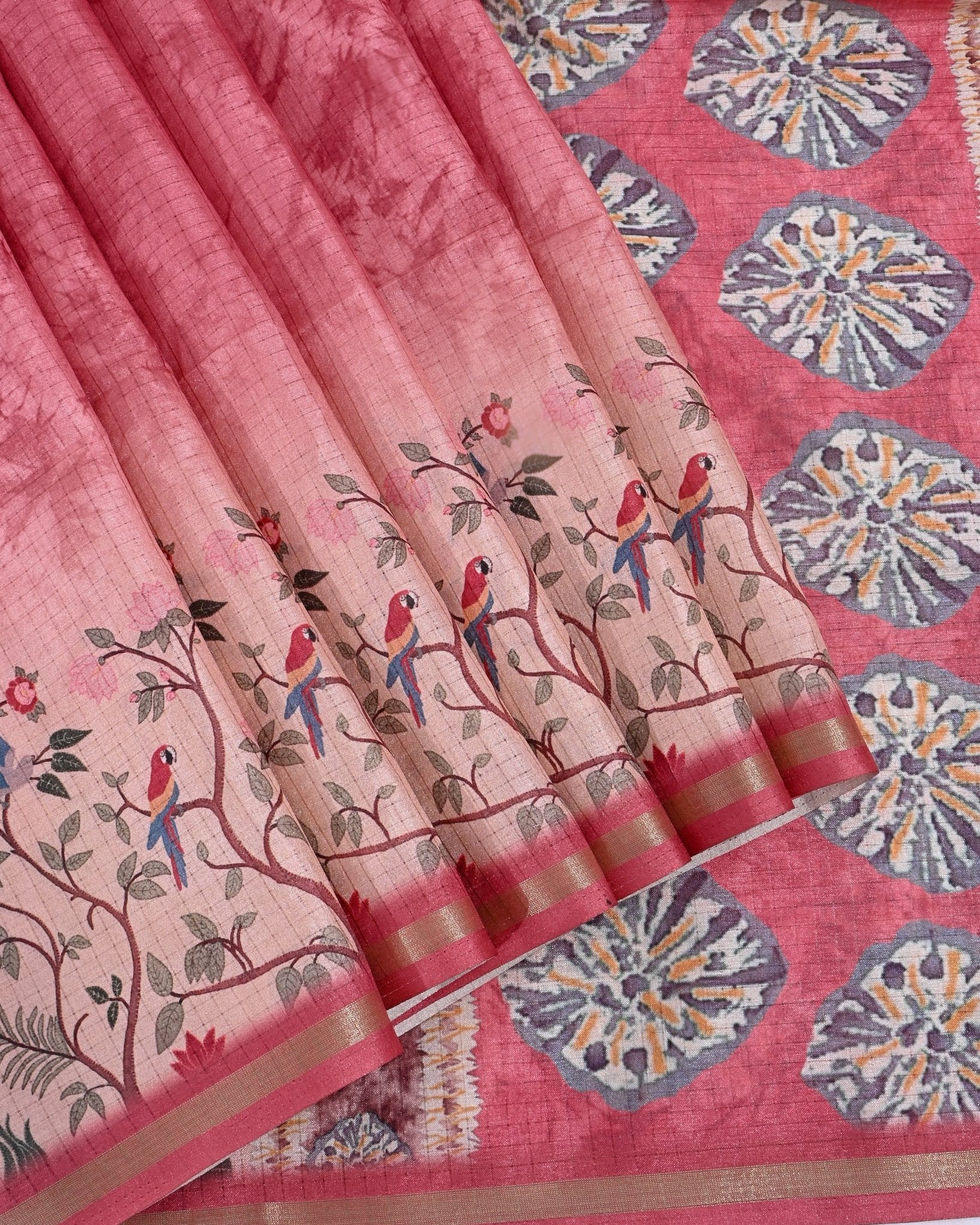 Multi Colour Silk Printed Saree - Shop Vastram