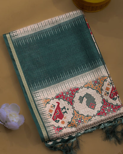 Multi Colour Silk Printed Saree - Shop Vastram