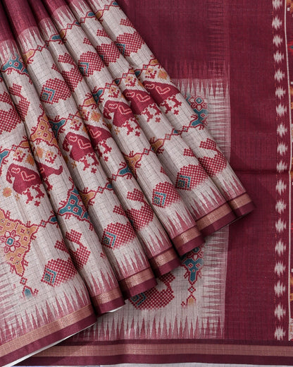 Multi Colour Silk Printed Saree - Shop Vastram