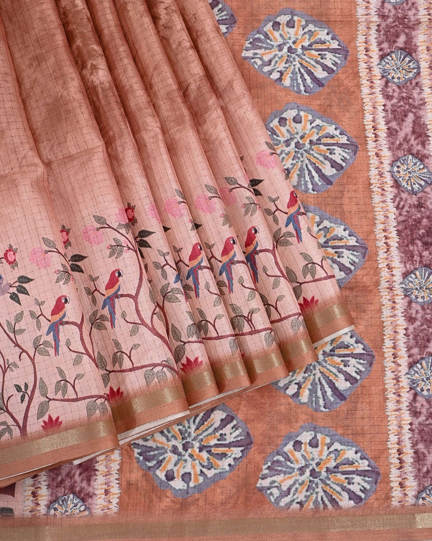 Multi Colour Silk Printed Saree - Shop Vastram