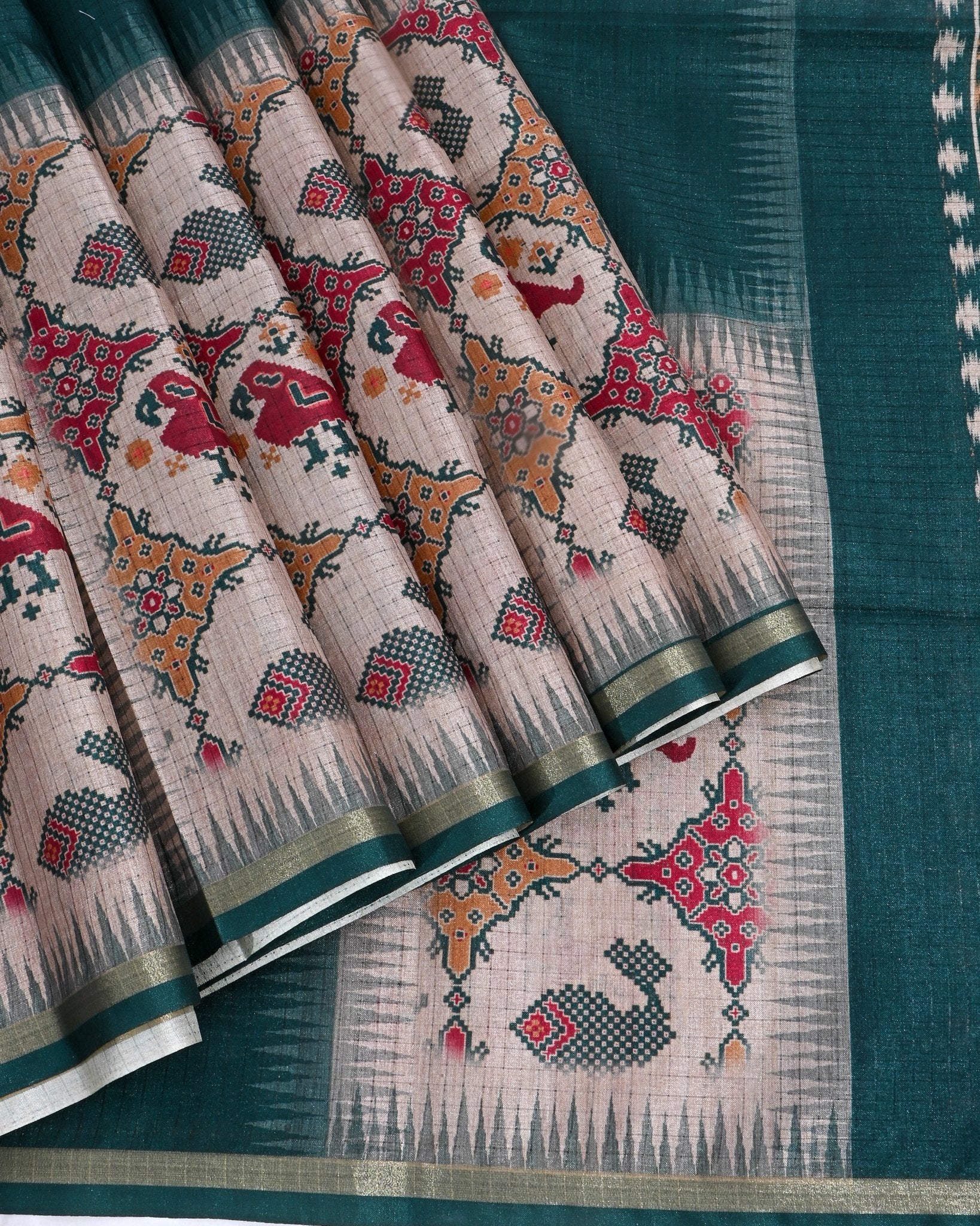 Multi Colour Silk Printed Saree - Shop Vastram
