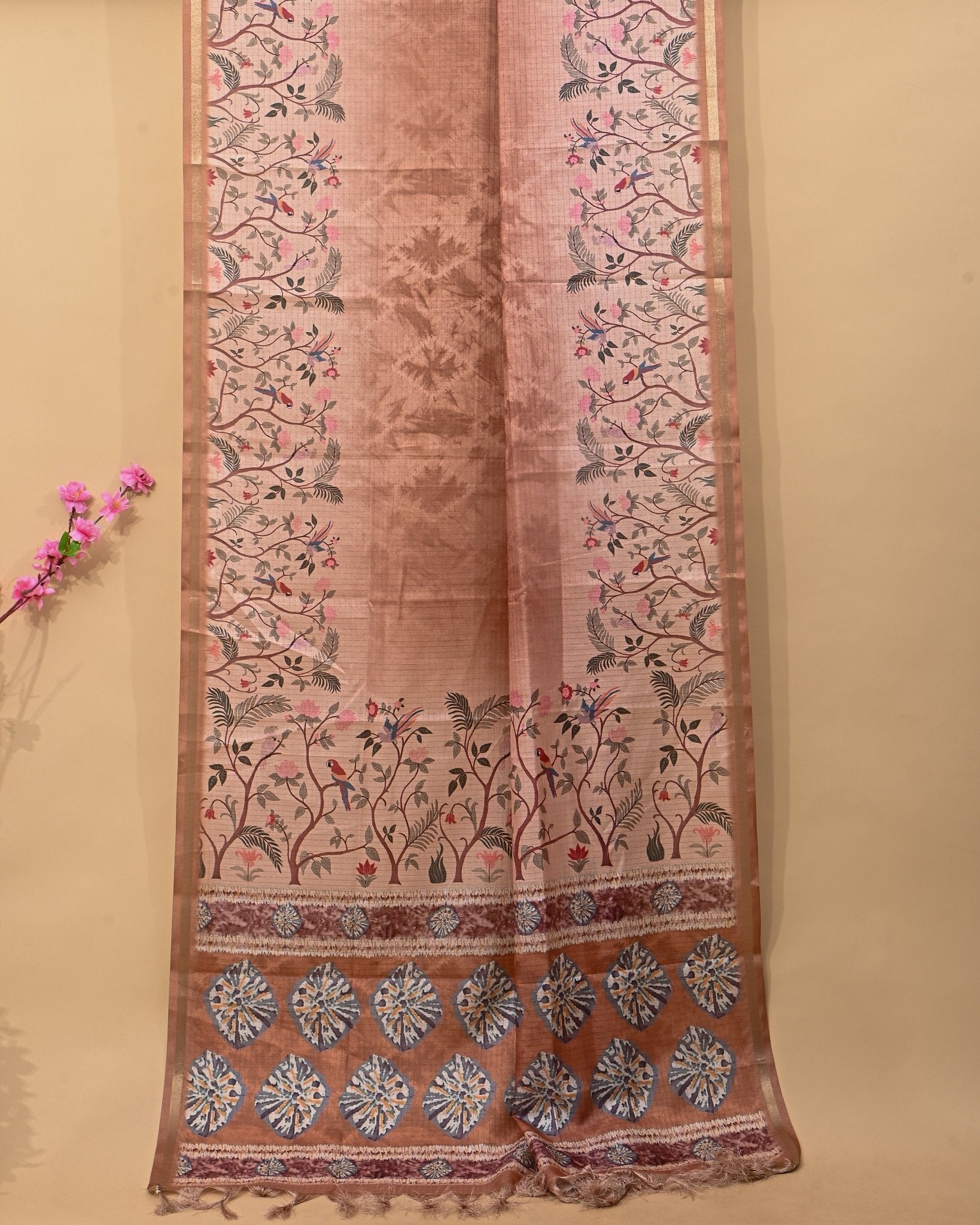 Multi Colour Silk Printed Saree - Shop Vastram