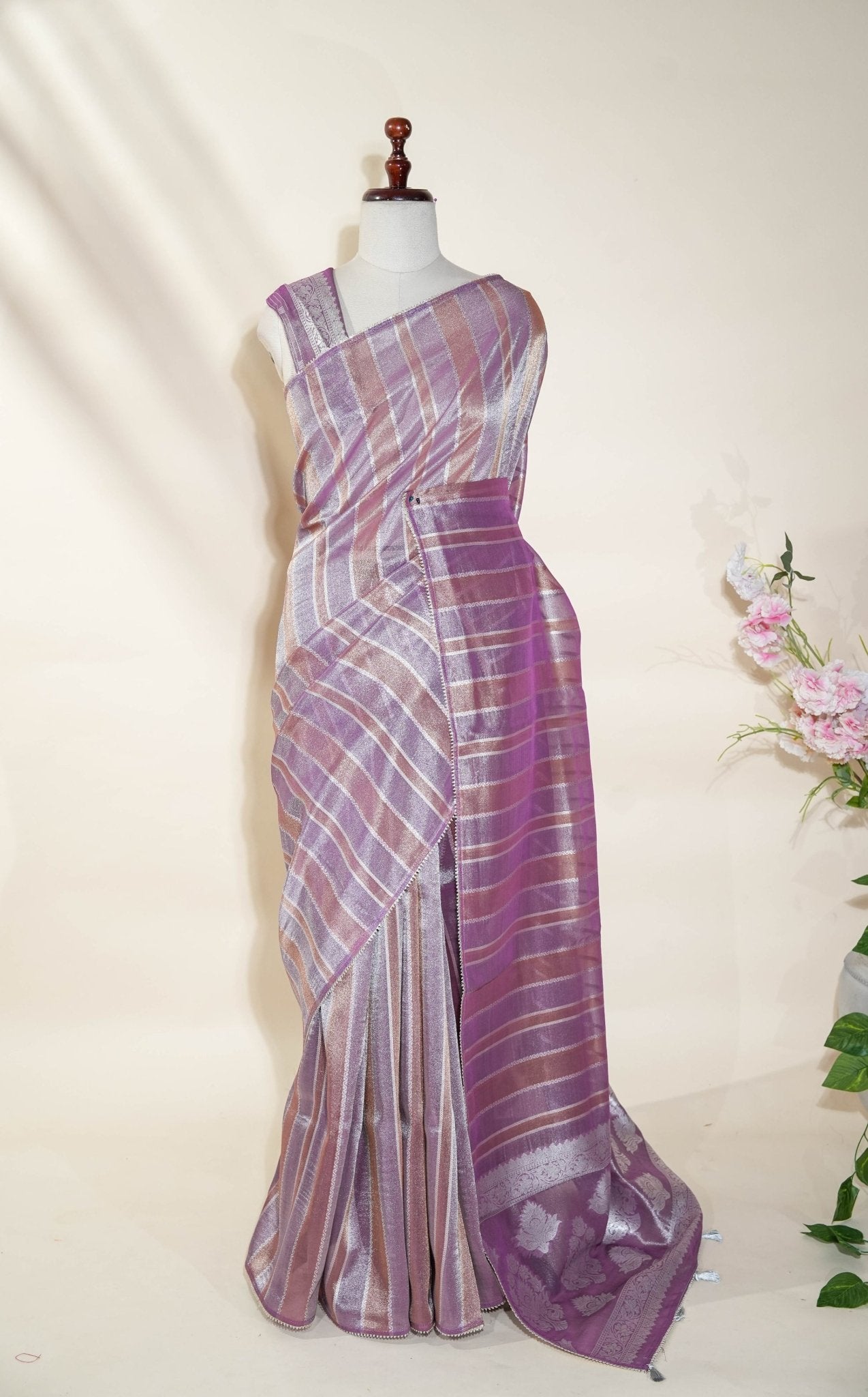 Multicolor Banarasi Tissue Saree - Shop Vastram