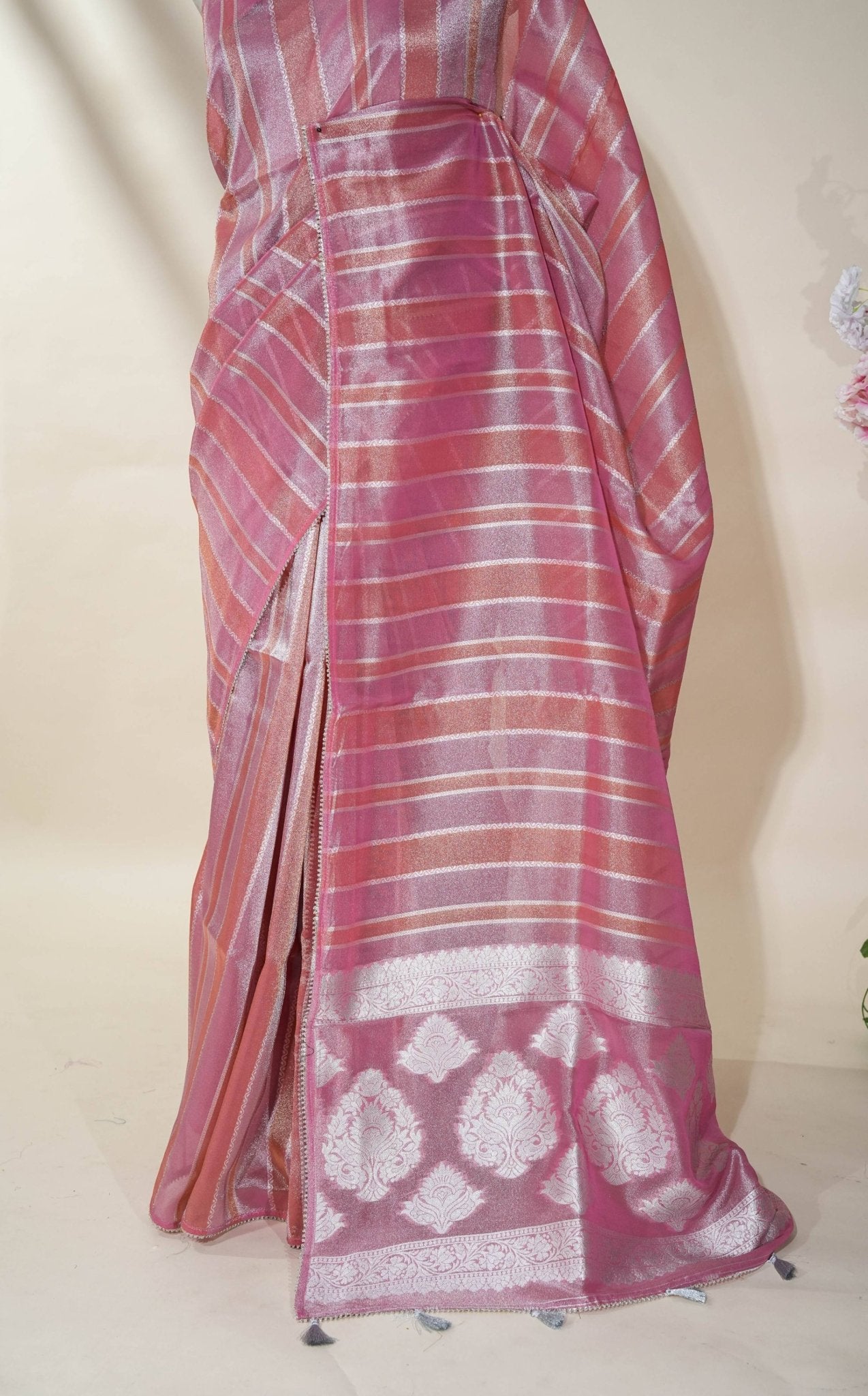 Multicolour Banarasi Tissue Saree - Shop Vastram