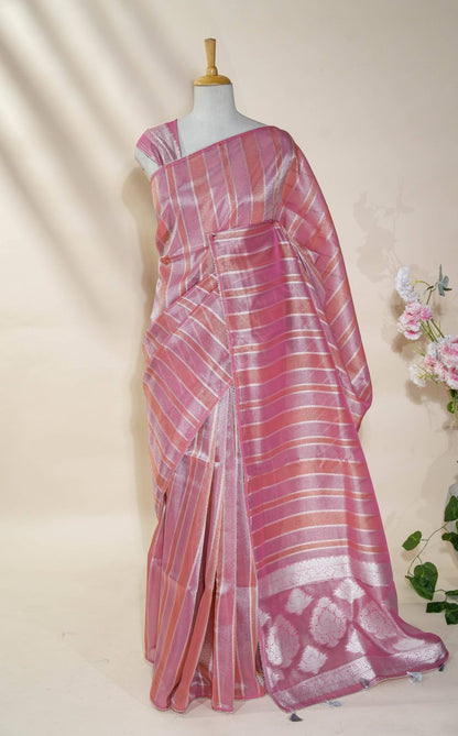 Multicolour Banarasi Tissue Saree - Shop Vastram