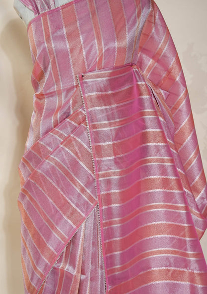 Multicolour Banarasi Tissue Saree - Shop Vastram