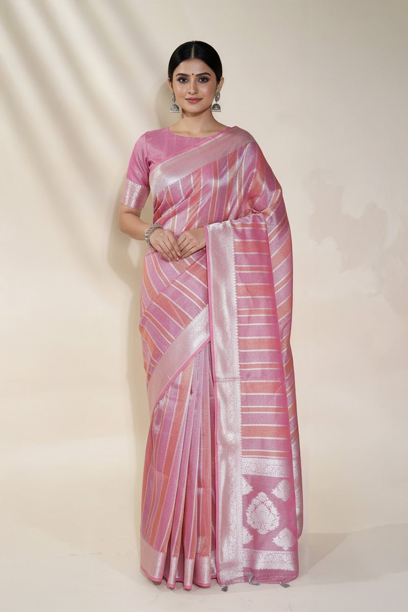Multicolour Banarasi Tissue Saree - Shop Vastram