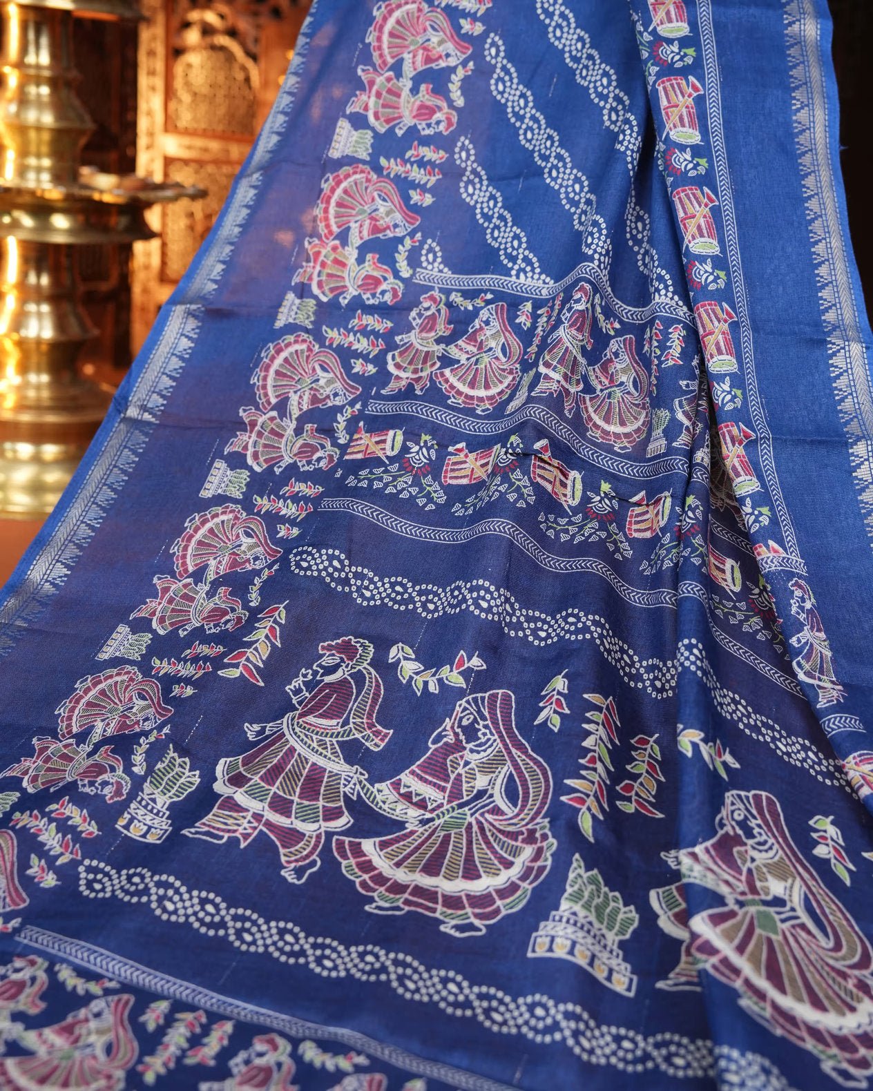 Navy Blue Color Cotton Saree - Shop Vastram