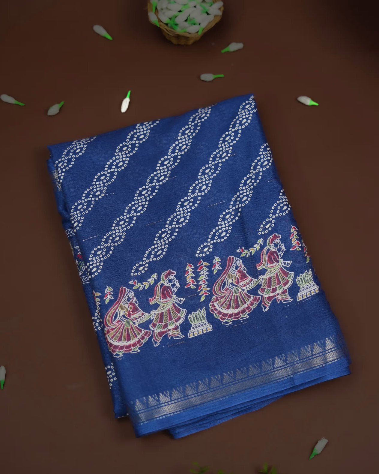 Navy Blue Color Cotton Saree - Shop Vastram