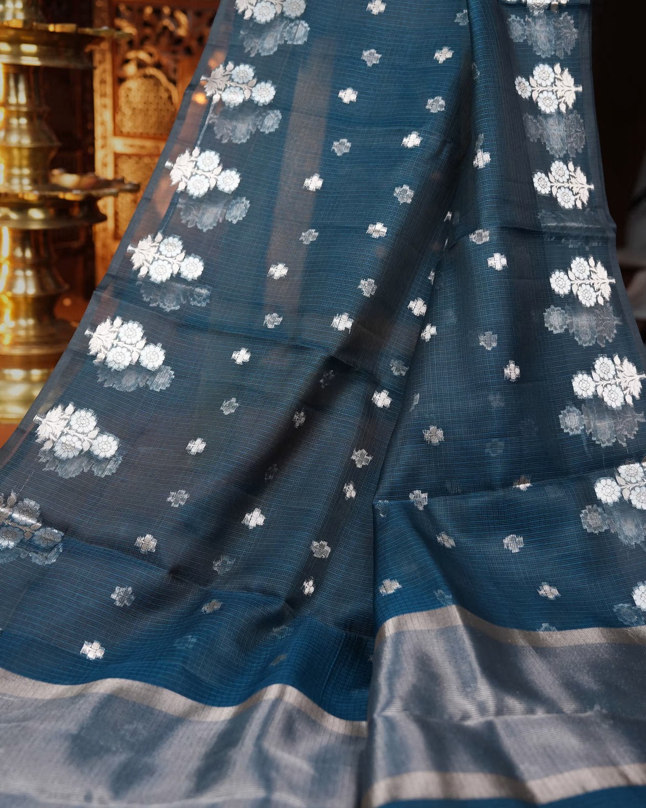 Navy Blue Color Silk Kota Saree - Shop Vastram