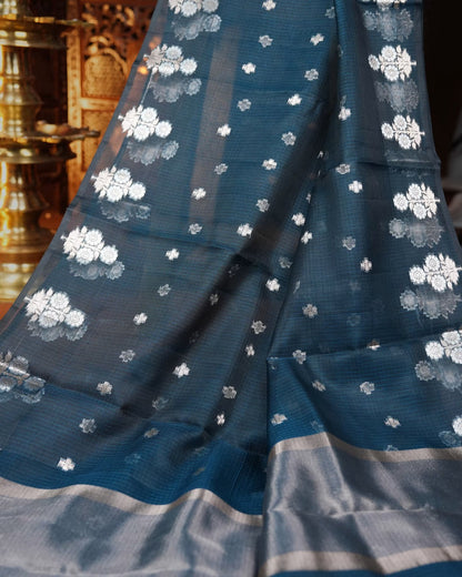 Navy Blue Color Silk Kota Saree - Shop Vastram