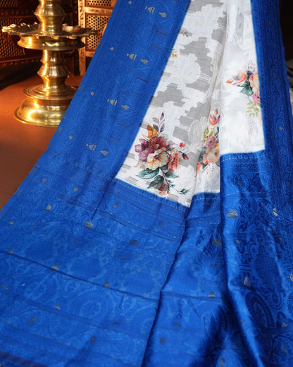 Navy Blue Color Silk Saree - Shop Vastram