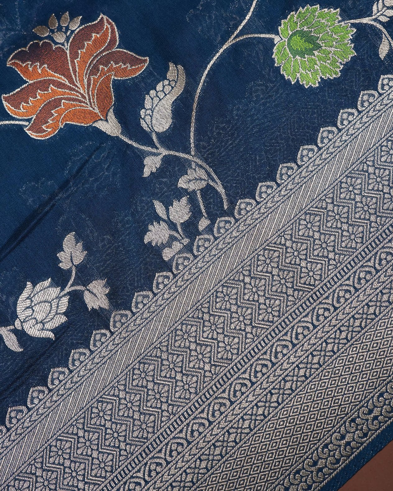 Navy Blue Color Silk Saree - Shop Vastram
