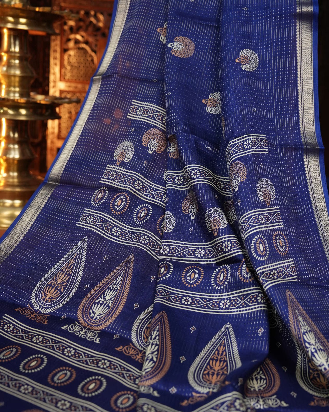 Navy Blue Color Silk Saree - Shop Vastram