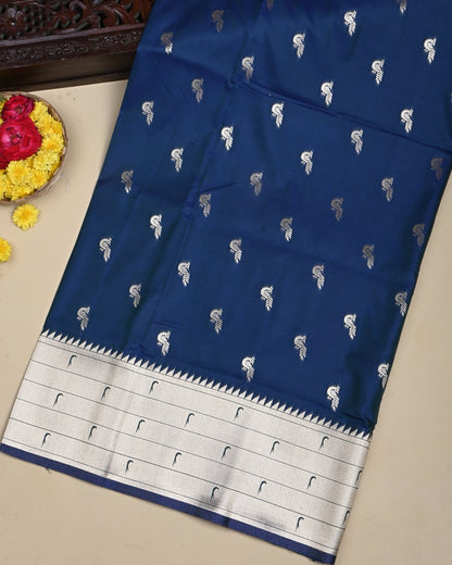 Navy Blue Color Silk Saree - Shop Vastram