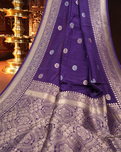 Navy Blue Color Silk Saree - Shop Vastram