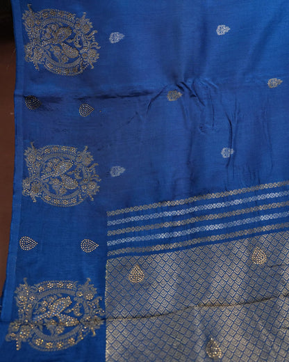 Navy Blue Color Silk Saree - Shop Vastram