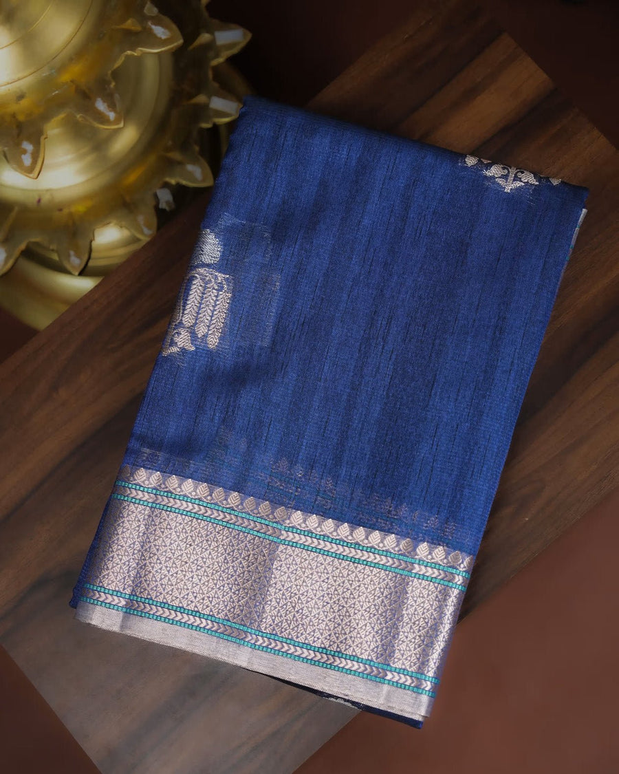 Navy Blue Color Silk Saree - Shop Vastram