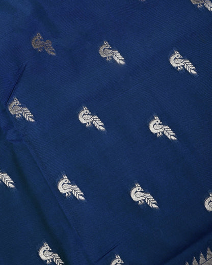 Navy Blue Color Silk Saree - Shop Vastram