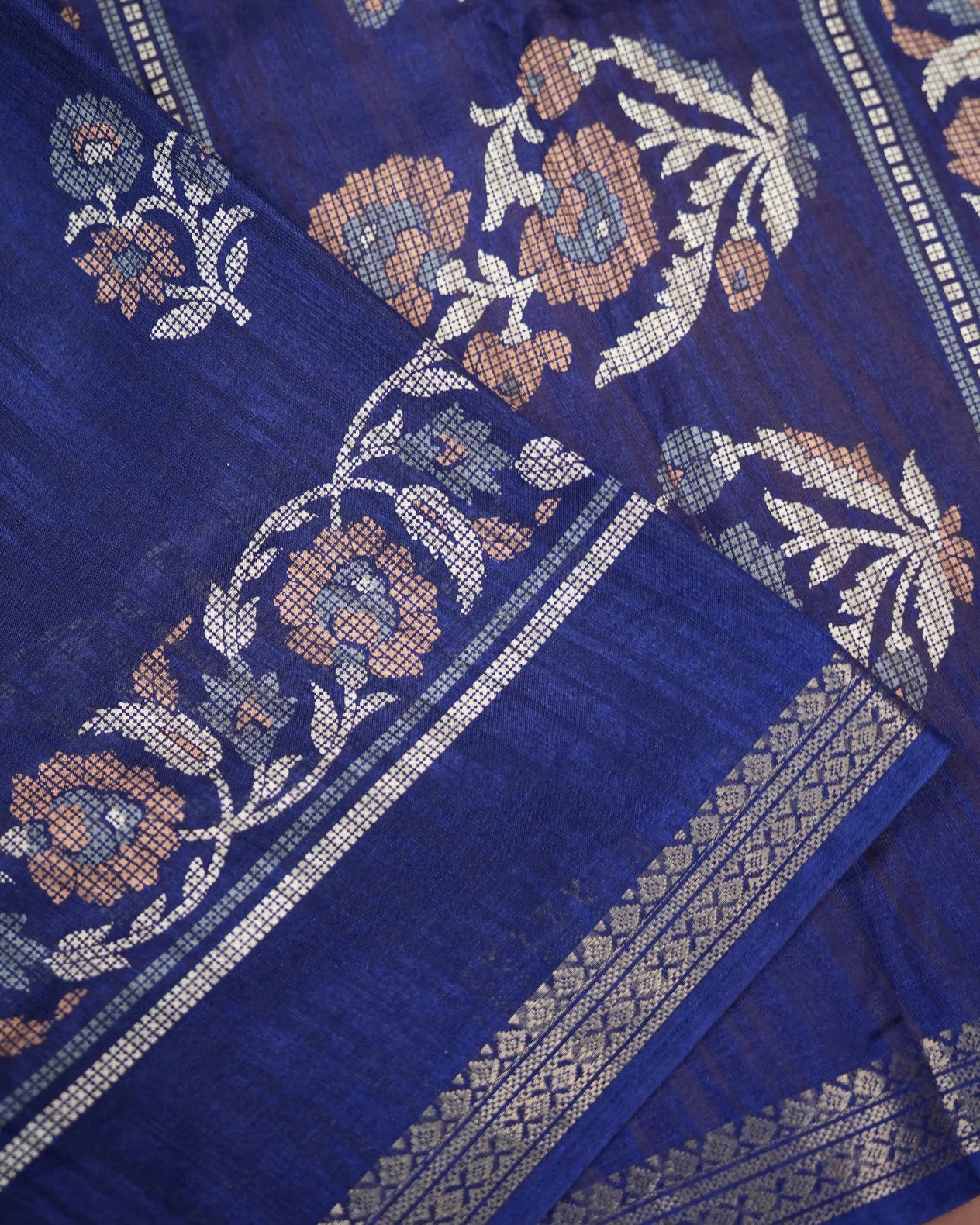 Navy Blue Color Silk Saree - Shop Vastram