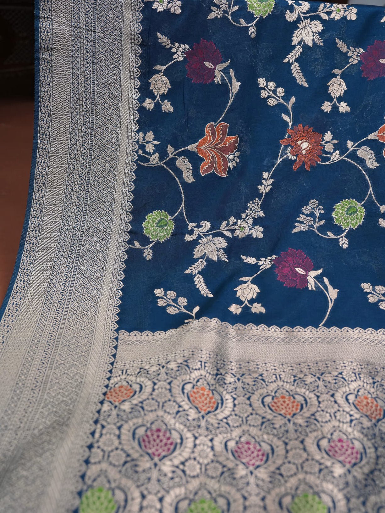 Navy Blue Color Silk Saree - Shop Vastram