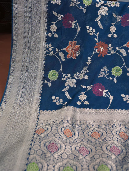 Navy Blue Color Silk Saree - Shop Vastram