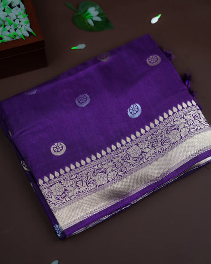 Navy Blue Color Silk Saree - Shop Vastram