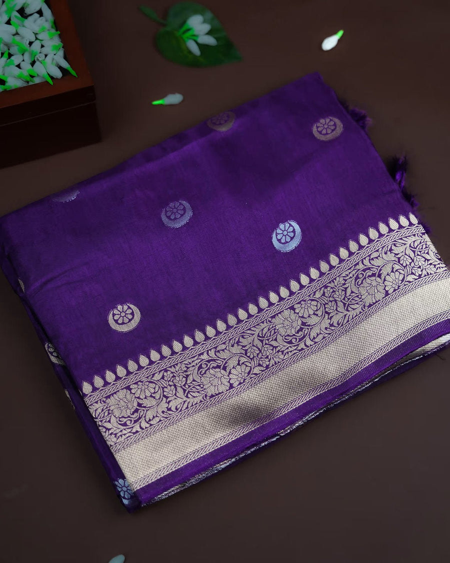 Navy Blue Color Silk Saree - Shop Vastram